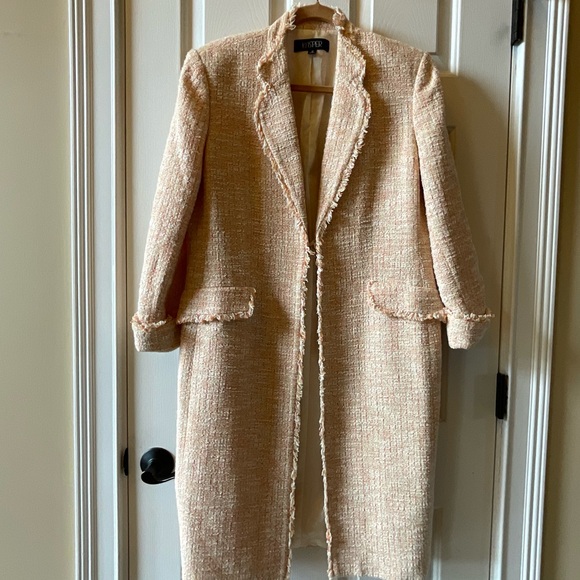 Kasper Jackets & Blazers - Kasper Women's Long Bouclé Coat in Light Beige/Peach Size 12